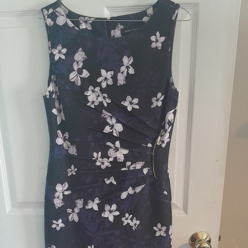 Ivanka Trump Black and White Floral Midi Dress